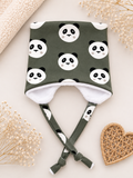 Knytelue med fleece | Mørk khaki panda